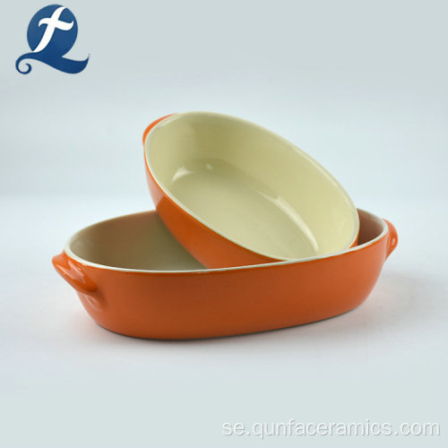 Set 2 Bakning Pan Oval Ceramic Bakeware Set